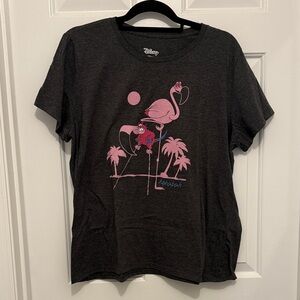 Disney Charcoal T-Shirt with Pink Flamingo Design